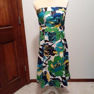 A.N.A. - A New Approach Strapless Women's Floral Blues, Green Dress - Size 12